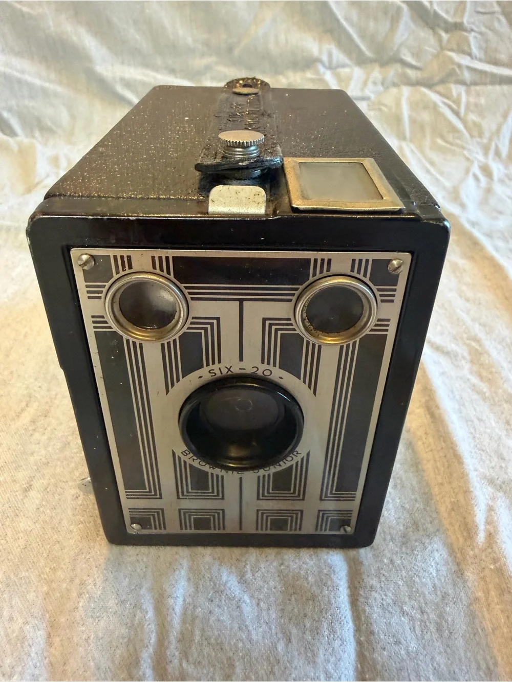 Vintage Box Brownie Jr Six-20 Box Camera - Black and Silver